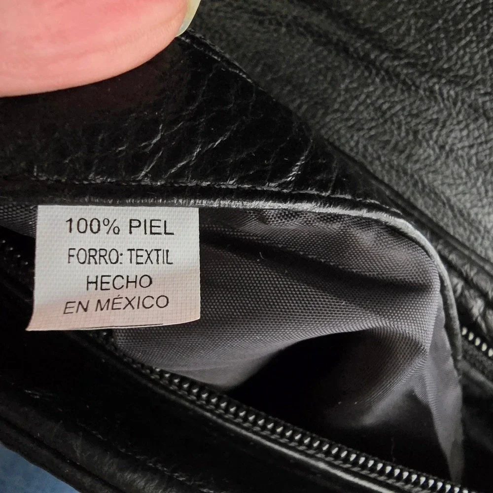 Genuine Leather Backpack Purse Black Whipstitch Made in Mexico Gold‎ Hardware